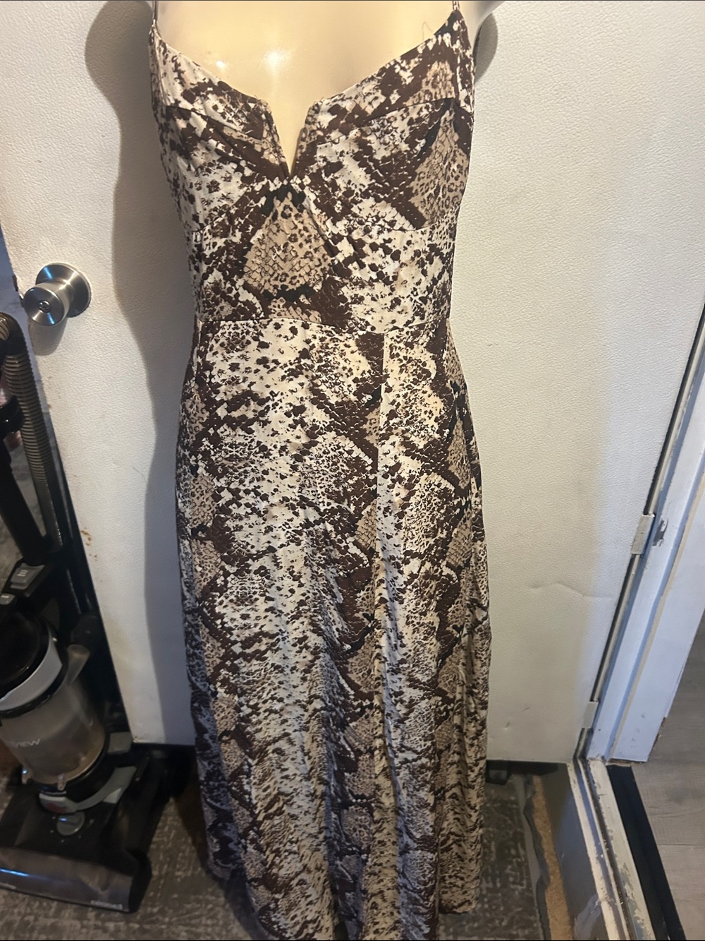Buddy Love Brown and Cream Snake-Print Maxi Dress